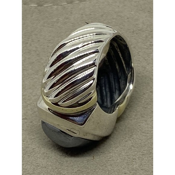 David Yurman - 14K Gold & Silver Noblesse Hematite Ring - size 3.25 - Picture 4 of 8